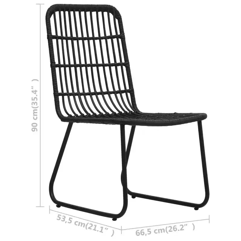 vidaXL Essgruppe aus schwarzem Poly-Rattan, pulverbeschichtetem Stahl und gehärtetem Glas