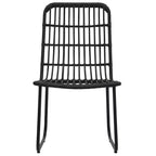 vidaXL Essgruppe aus schwarzem Poly-Rattan, pulverbeschichtetem Stahl und gehärtetem Glas