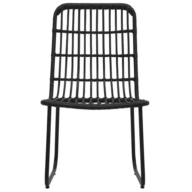 vidaXL Essgruppe aus schwarzem Poly-Rattan, pulverbeschichtetem Stahl und gehärtetem Glas