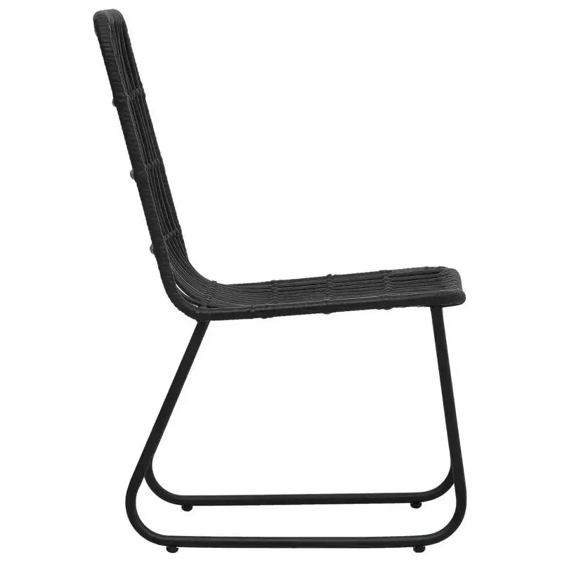 vidaXL Essgruppe aus schwarzem Poly-Rattan, pulverbeschichtetem Stahl und gehärtetem Glas