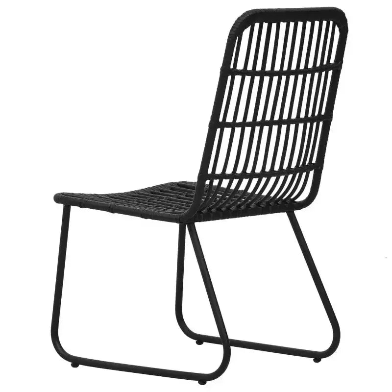 vidaXL Essgruppe aus schwarzem Poly-Rattan, pulverbeschichtetem Stahl und gehärtetem Glas