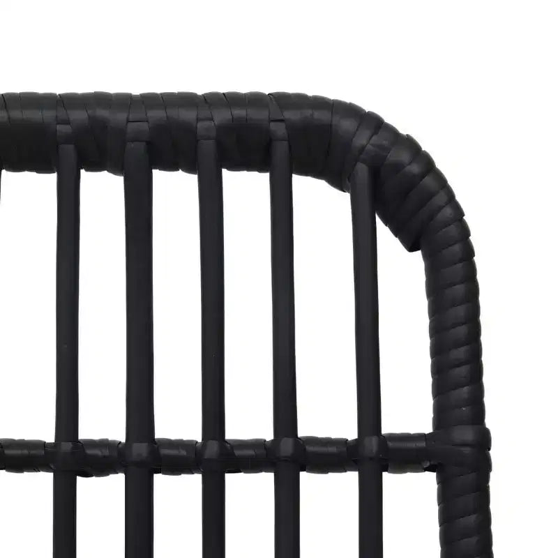 vidaXL Essgruppe aus schwarzem Poly-Rattan, pulverbeschichtetem Stahl und gehärtetem Glas