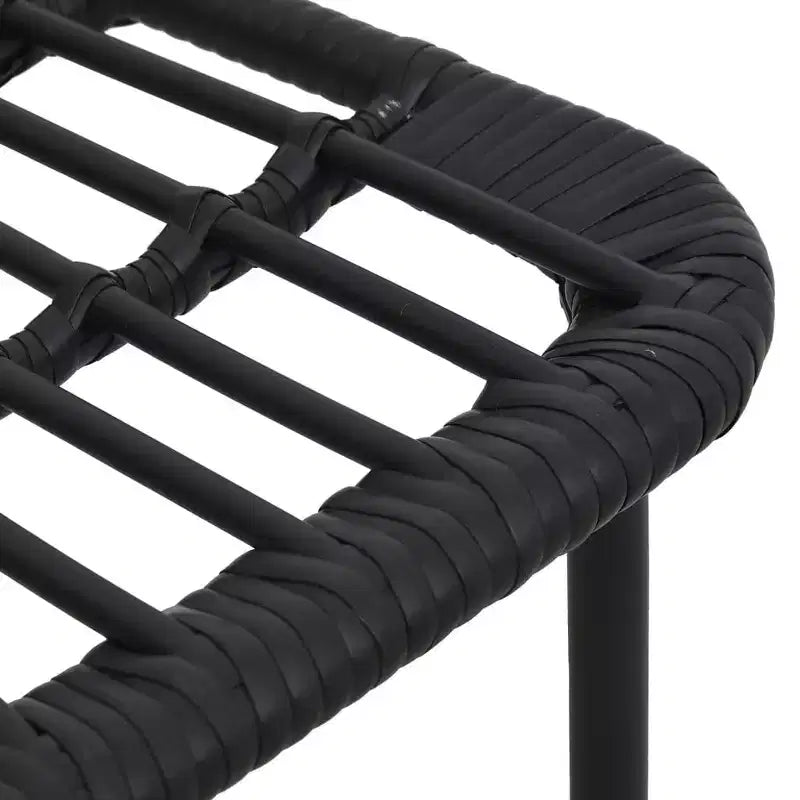 vidaXL Essgruppe aus schwarzem Poly-Rattan, pulverbeschichtetem Stahl und gehärtetem Glas