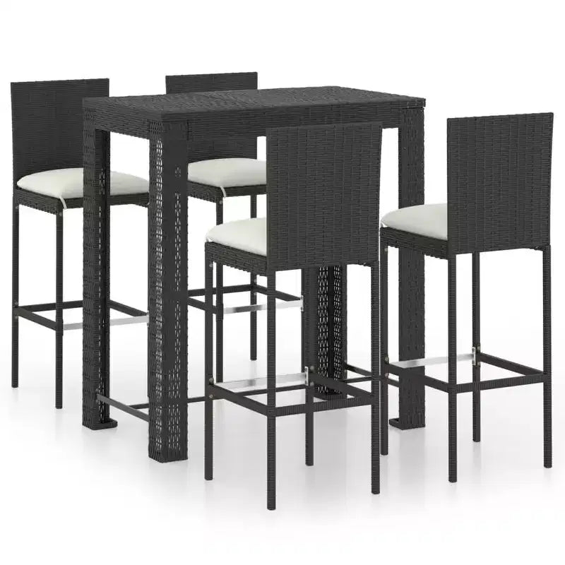 vidaXL Garden Bar Set Black PE rattan, powder-coated steel Standard