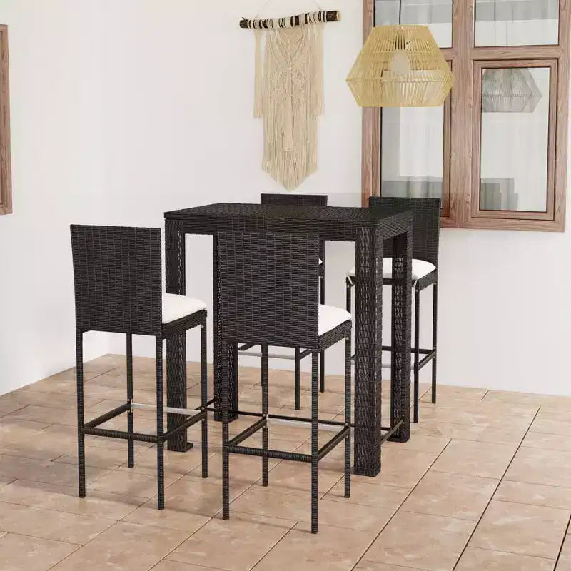 vidaXL kerti bárgarnitúra fekete PE-rattanból és porszórt acélból, standard méretű