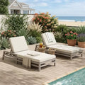 Merax 5-Position Acacia Outdoor Chaise Lounge with Thick Cushions