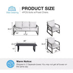 Ensemble moderne de mobilier de jardin en aluminium de 4 pièces avec coussins, sièges de conversation résistants aux intempéries pour terrasse ou jardin – Panipeachy