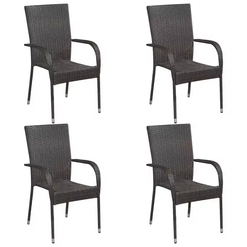 vidaXL Dining Set Solid acacia wood, PE rattan, powder-coated steel