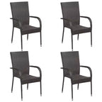 vidaXL Dining Set Solid acacia wood, PE rattan, powder-coated steel