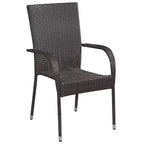vidaXL Dining Set Solid acacia wood, PE rattan, powder-coated steel