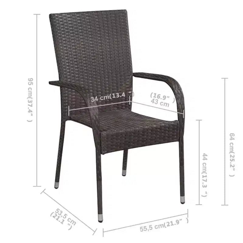vidaXL Dining Set Solid acacia wood, PE rattan, powder-coated steel