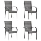 vidaXL Dining Set Solid acacia wood, PE rattan, powder-coated steel