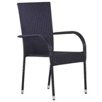 vidaXL Dining Set Solid acacia wood, PE rattan, powder-coated steel