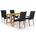 vidaXL Dining Set Solid acacia wood, PE rattan, powder-coated steel