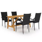 vidaXL Dining Set Solid acacia wood, PE rattan, powder-coated steel