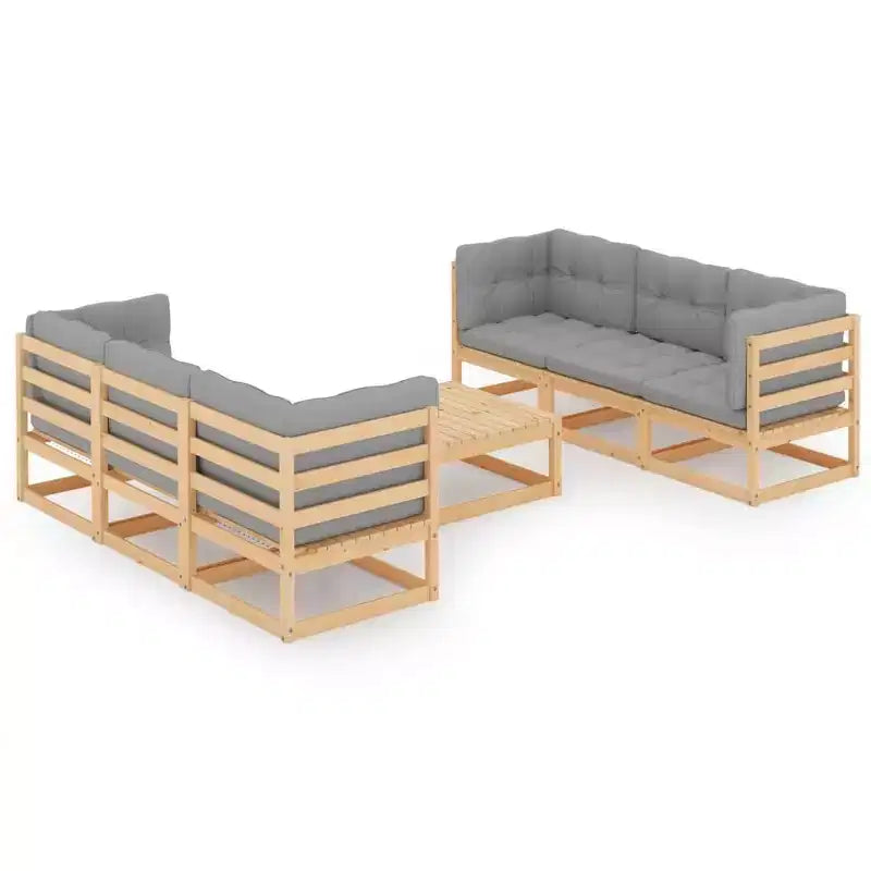 vidaXL Garden Lounge Set Natural wood, Grey