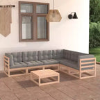 Ensemble de salon de jardin vidaXL gris en bois de pin massif, grand et modulable