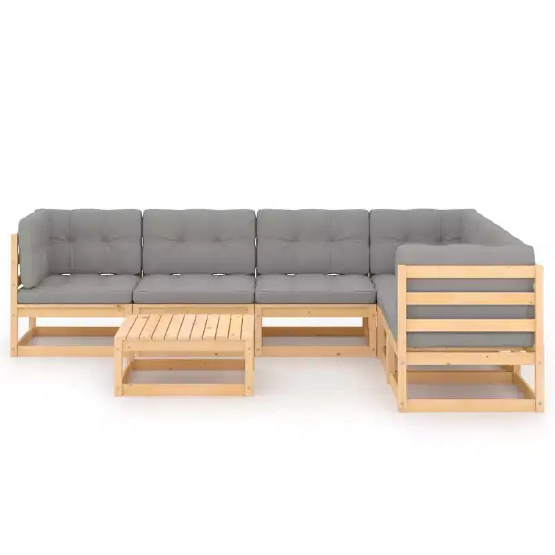 Ensemble de salon de jardin vidaXL gris en bois de pin massif, grand et modulable
