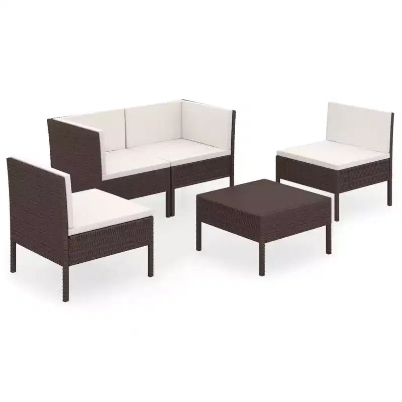 vidaXL Garden Lounge Set Brown PE rattan Medium Modular