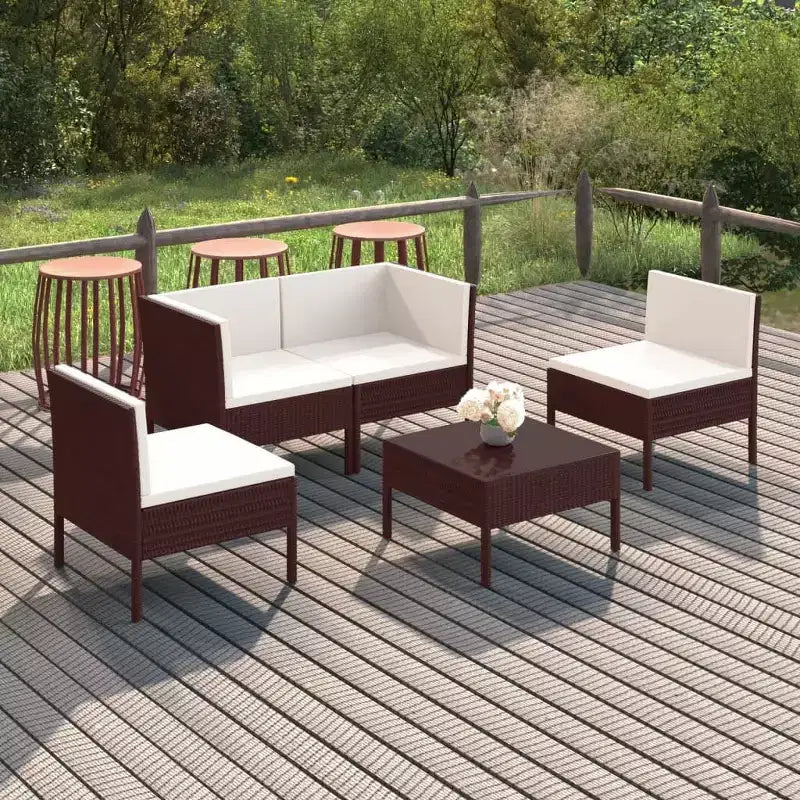 Set da giardino vidaXL in rattan PE marrone, modulare di medie dimensioni