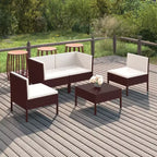 Set da giardino vidaXL in rattan PE marrone, modulare di medie dimensioni