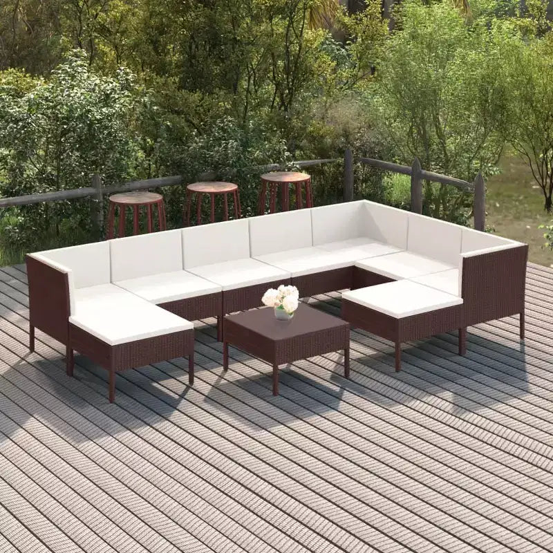 vidaXL Garten-Lounge-Set, braun und cremeweiß