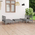 vidaXL Ensemble de salon de jardin modulaire gris en pin massif, de taille moyenne