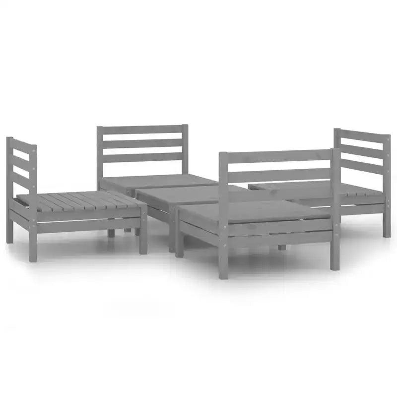 vidaXL Garden Lounge Set Grey Solid pinewood 5 Piece Set Modular
