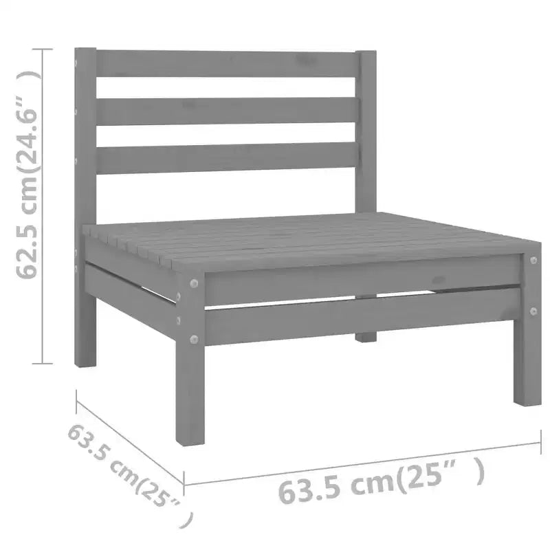 Ensemble de détente de jardin vidaXL en bois de pin massif gris, 5 pièces, modulaire