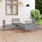 Ensemble de détente de jardin vidaXL en bois de pin massif gris, 5 pièces, modulaire