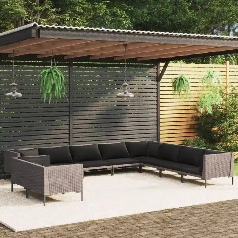 Ensemble de salon de jardin vidaXL gris foncé