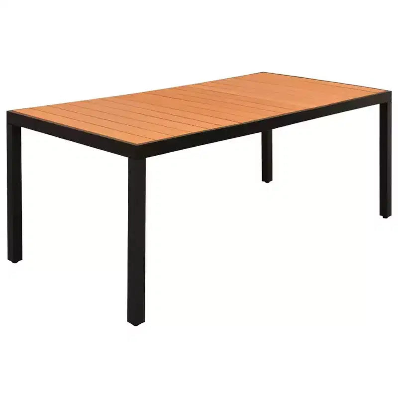 Set da pranzo vidaXL in rattan PE nero e marrone, alluminio e WPC