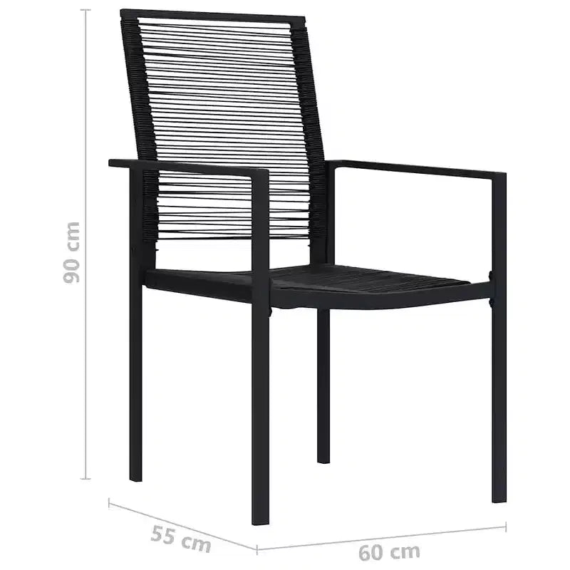 vidaXL étkezőgarnitúra, fekete üveg, porszórt acél, üreges PVC-rattan