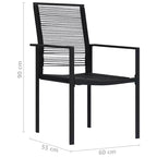 vidaXL étkezőgarnitúra, fekete üveg, porszórt acél, üreges PVC-rattan