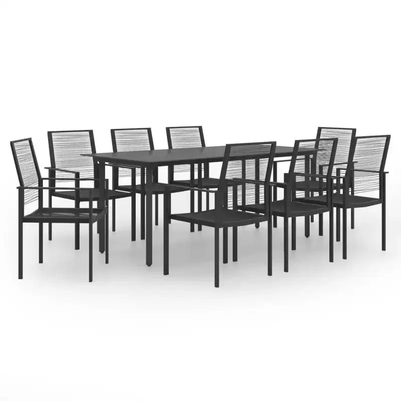 vidaXL Dining Set Black Glass Large Seats Many Garden Dining Set