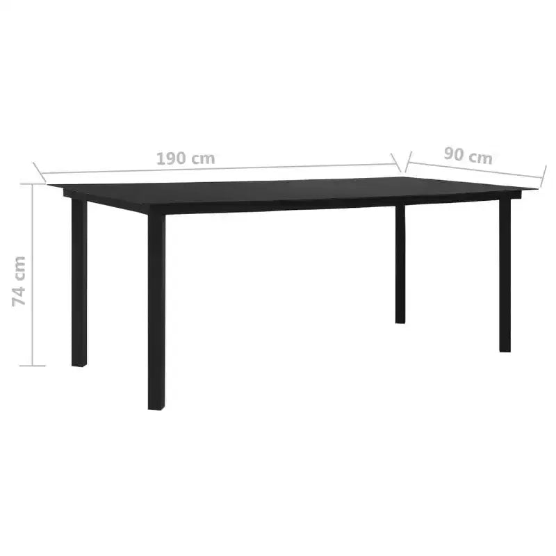 vidaXL étkezőgarnitúra fekete üvegből, nagyméretű, sok férőhelyes kerti étkezőgarnitúra