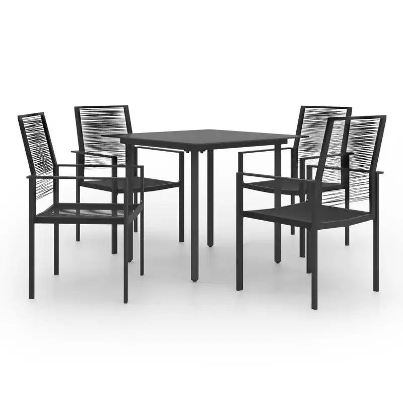 vidaXL Dining Set Black Glass Medium Durable Garden Dining Set