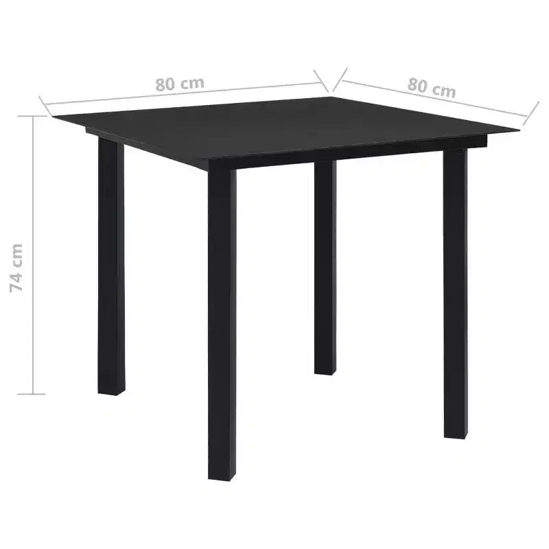 Ensemble repas de jardin vidaXL en verre noir, moyen et durable