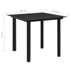 Ensemble repas de jardin vidaXL en verre noir, moyen et durable