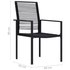 Ensemble repas de jardin vidaXL en verre noir, moyen et durable