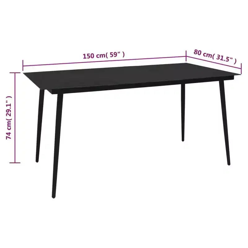 Set da pranzo da giardino vidaXL in rattan PVC nero, di medie dimensioni e resistente