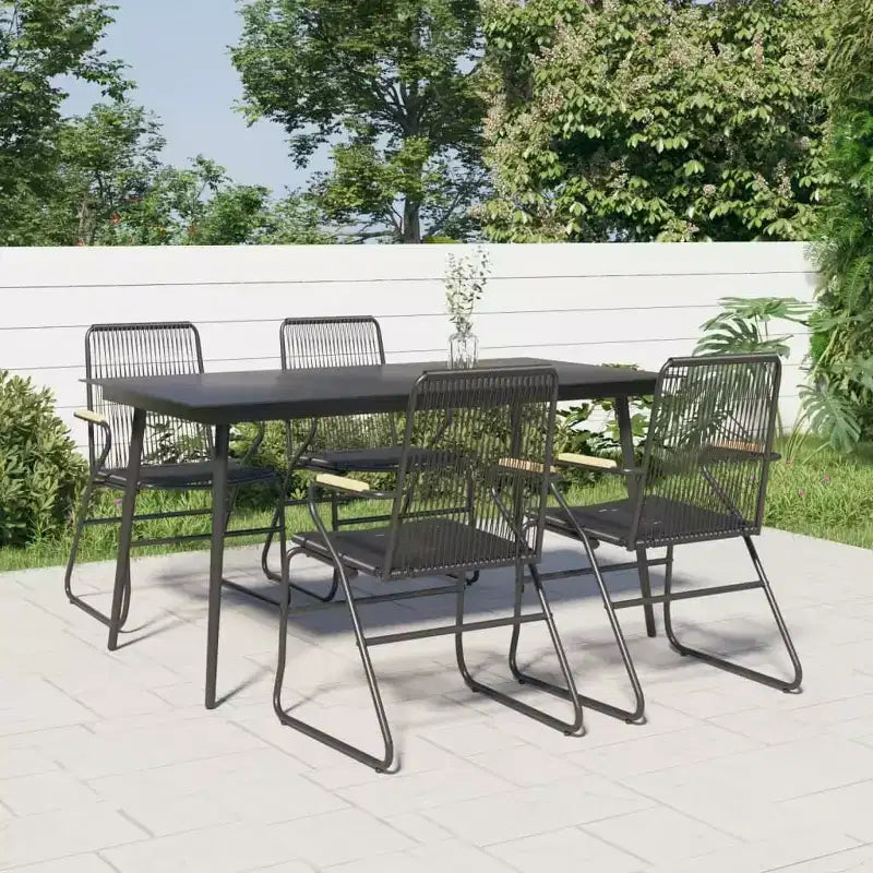 Set da pranzo da giardino vidaXL in rattan PVC nero, di medie dimensioni e resistente