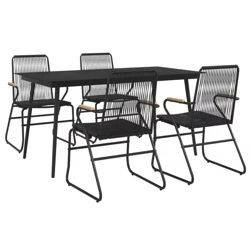 Set da pranzo da giardino vidaXL in rattan PVC nero, di medie dimensioni e resistente