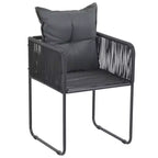 vidaXL Ensemble de salle à manger noir en rotin PVC, ensemble de salle à manger carré de taille moyenne et durable
