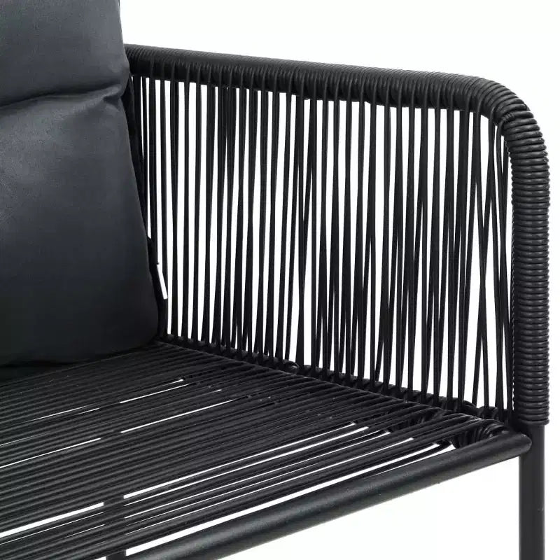 vidaXL Ensemble de salle à manger noir en rotin PVC, ensemble de salle à manger carré de taille moyenne et durable