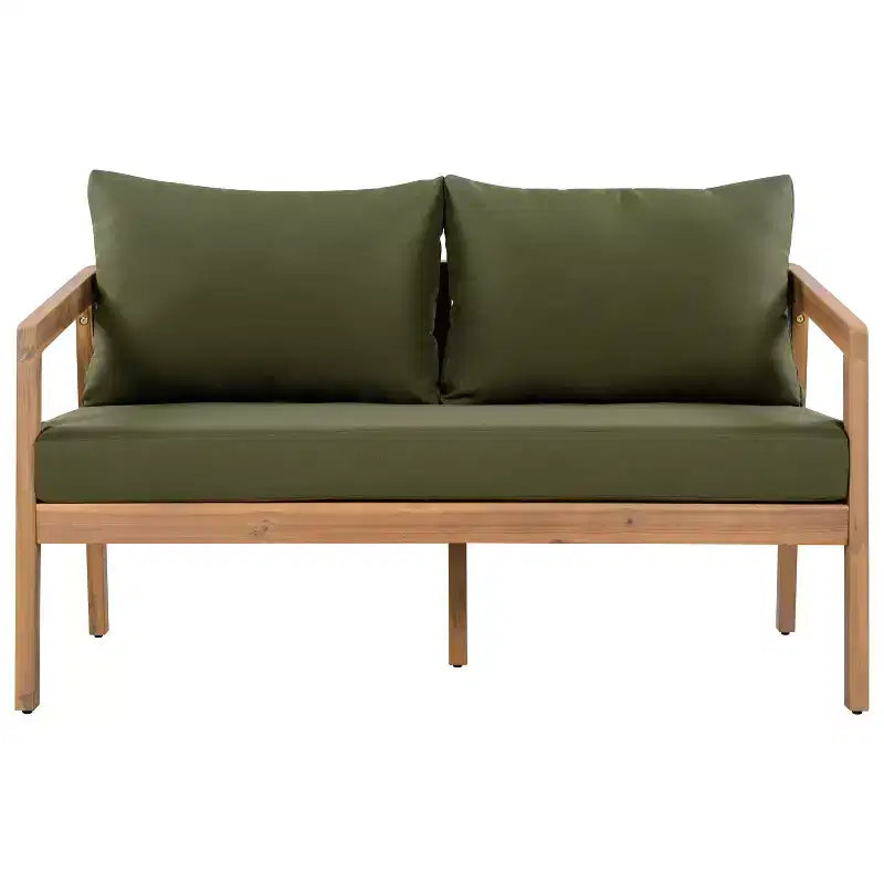 Christopher Knight Home Sunny moderne 5-teilige Sitzgruppe aus Akazienholz mit rechteckigem Tisch mit Lamellenplatte und 7 Sitzplätzen