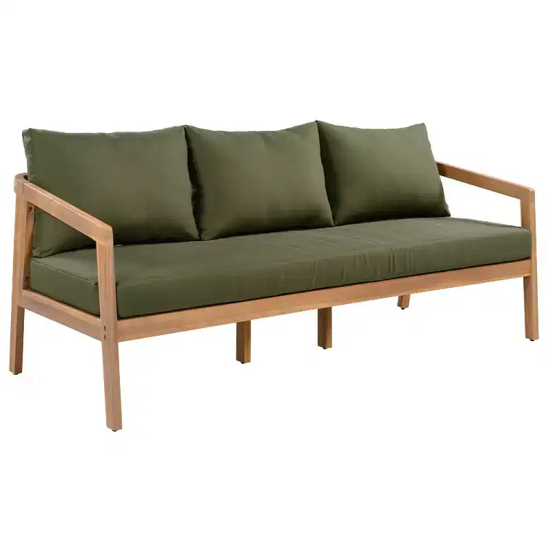 Christopher Knight Home Sunny moderne 5-teilige Sitzgruppe aus Akazienholz mit rechteckigem Tisch mit Lamellenplatte und 7 Sitzplätzen