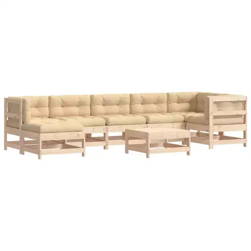 vidaXL Garden Lounge Set Beige, Natural Wood