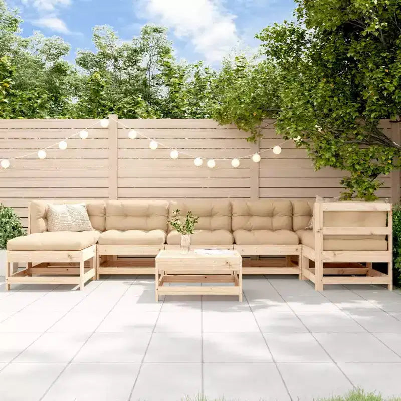 vidaXL Garden Lounge Set Beige, Natural Wood