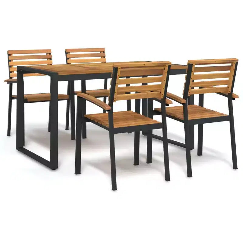 vidaXL Garden Dining Set Natural Wood and Black